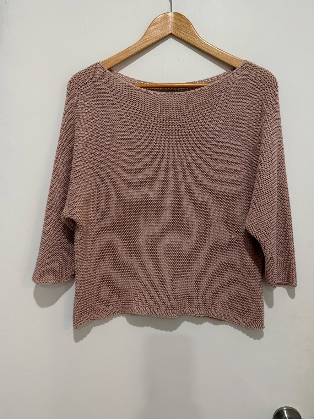 Carina Ricci Made in Italy Open Knit Sweater Blush Taupe Boho Coastal Size M